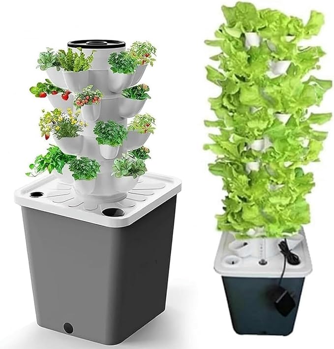 Garden Hydroponic Culture System Hydroponic Tower of 15/20/25/30 Plants Kits and Hydroponic Cultivation Systems for Interior Fruits and Vegetables Network Packages Timer