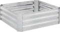 Relaxdays Raised Flowerbed Galvanised Metal for Flowers Vegetables HxWxD: 30x90x90 cm Plant Bed Silver Iron 30 x 90 x 90 cm