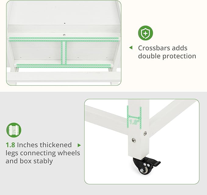 LUE BONA Raised Garden Bed with Wheels 39.4 * 16.7 * 28 in Poly Elevated Outdoor Planter Box with Tools Weather Resistant Standing Growing Bed Herb Planter for Vegetable Flowers Fruits