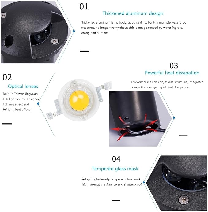 LED Beam Spotlight - AC85-265V LEDs In Ground Lights Underground Light LED 2 Sides Illuminated Outdoor Underground Light IP66 Waterproof Buried Lights(Warm White6w)