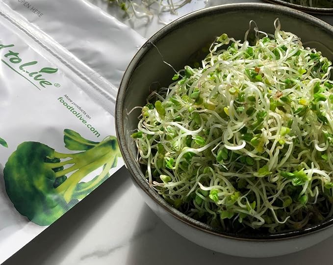 Food to Live Organic Broccoli Seeds for Sprouting 12 Pounds – Non-GMO Vegan Kosher Sirtfood Bulk. Rich in Sulforaphane Vitamin C. Grow Sprouts Microgreens for Salads and Sandwiches