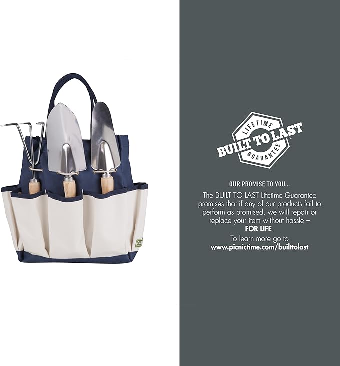 Picnic TIME Star Wars Mandalorian Grogu Garden Bag with Tool Set Garden Tool Organizer Bag Gardening Tools Gifts for Women and Men (Navy Blue with Beige Accents)