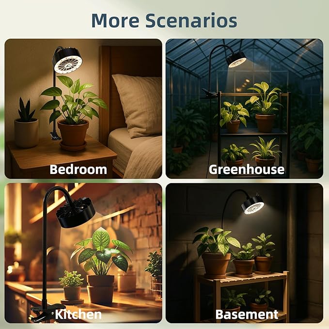 Grow Lights for Indoor Plants Full Spectrum Plant Grow Light with Plant FanClip on Plant Lights for Indoor Growing with Timer and DimmableSuit for Plant shves and Plant Pot1 Pack