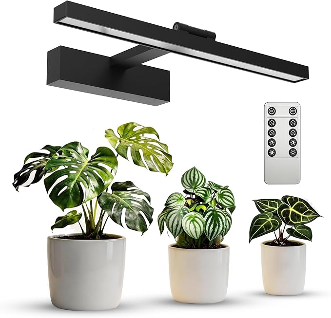 SANSI Grow Lights for Indoor Plants 35W Wall Mounted Grow Light Full Spectrum LED Plant Lights for Indoor Growing High PPFD with 4-Level Dimmer Auto On Off 4/8/12 Hrs Remote for Greenhouse Seed