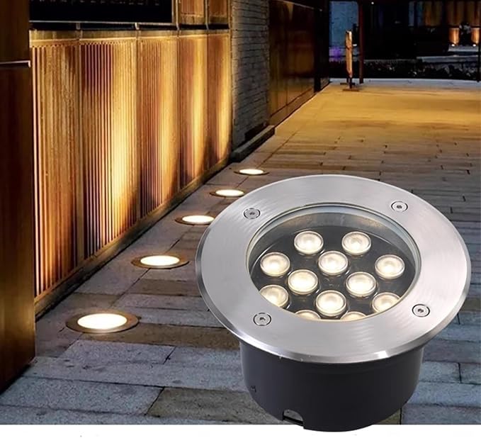 Outdoor LED Buried Lights - IP66 Waterproof Recessed Garden Spotlights 24V Round Underground Lamps Cold White &amp Blue Options (15W)