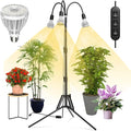 SANSI Grow Lights for Indoor Plants 96W Full Spectrum Grow Light No Dimmable 35-64 inches Detachable Tripod Standing Grow Lights High PPFD 3 Pack of Par25 32W Bulb Plant Lights for Indoor Growing