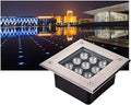 Outdoor LED Spotlight - Square Buried Lamp 9W LED Recessed Garden Spotlights IP65 Waterproof LED Beam Spotlight for Decks Stairs Pathways Lawn Landscape Lighting(Red Light12V)