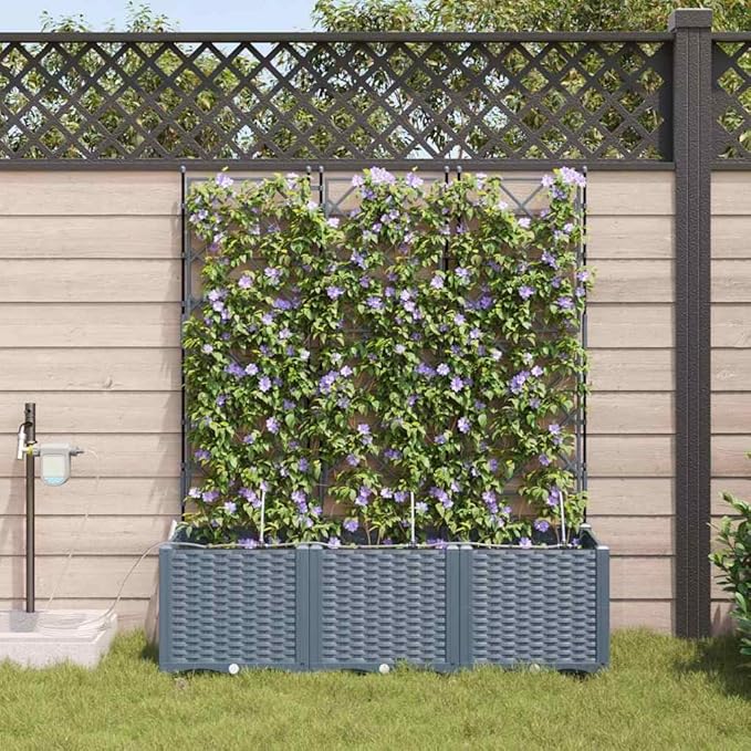 3-Pack Light Grey Steel Raised Garden Planter 47.2x15.8x55.9 Outdoor Box with Irrigation Elevated Patio Balcony Bed for Herbs Tomatoes