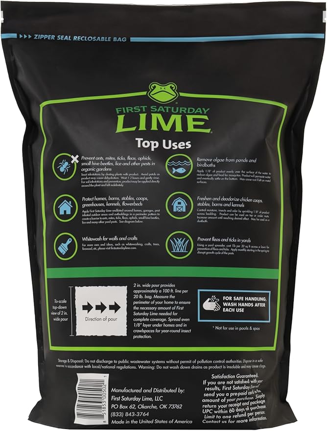First Saturday Lime Insect Deterrent-20LB Bag| Monthly Insect Shield| Multi-Purpose Insect Control for Outdoors| Prevents Ants &amp Other Insects