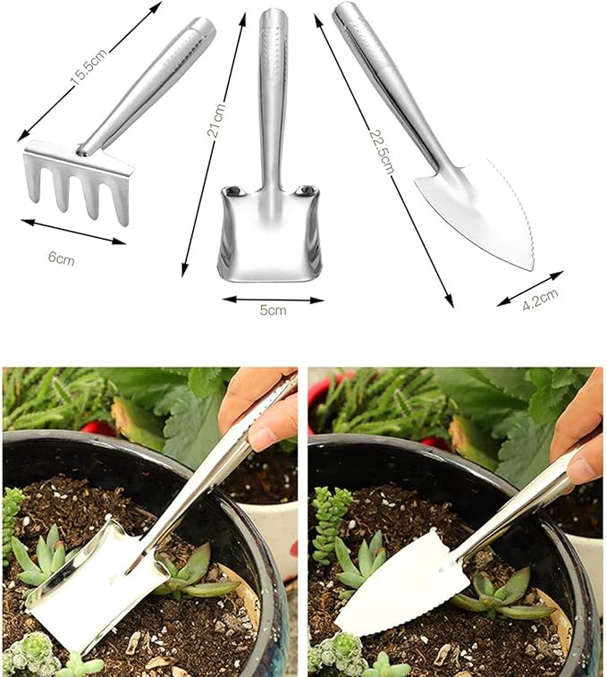 Garden Tools Set 3 Piece Heavy Duty Gardening Tools Stainless Steel Garden Tool Set Outdoor Gardening Hand Tools -Gift for Women and Men