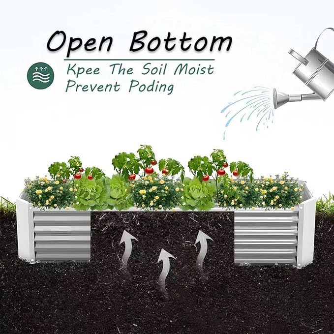 Galvanized Raised Garden Bed Easy Assembly Raised Beds Large Durable Rust-Resistant Planters Raised Garden Bed Kit for Outdoor Planters Vegetables Flower Herb (Green 4x2x1 ft)