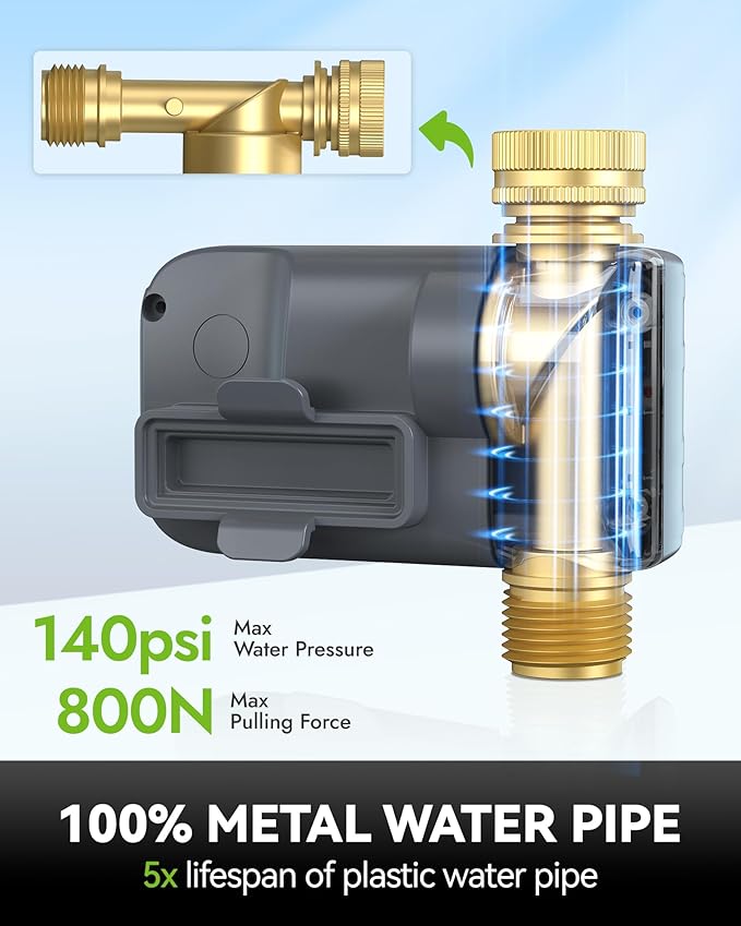 RAINPOINT Sprinkler Timer 100% Metal Pipe Water Timer for Garden Hose Programmable Hose Controller for Watering Sprinkler Controller with Manual Watering/Rain Delay for Outdoor Lawn &amp Garden (2