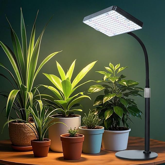 FECiDA Desk Grow Lights for Indoor Plants Bonsai Seed Starting Table Top Grow Light UV-IR Full Spectrum 25 Watt Power Draw Bright Enough LED Growing Lamp 16-24 Height Adjustable