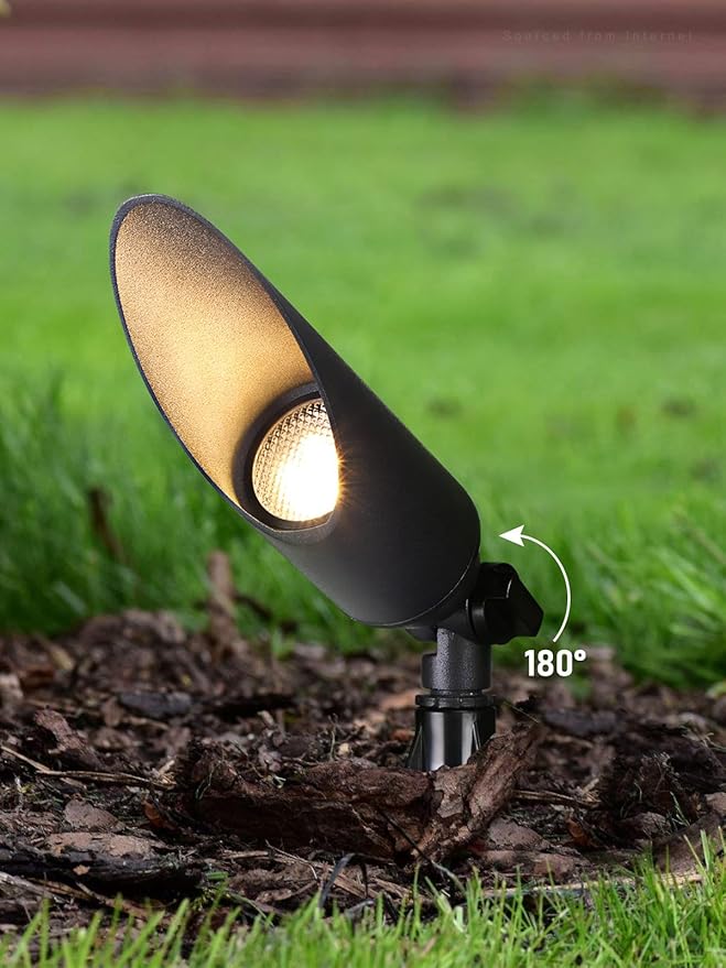 LEONLITE 9 Inch Low Voltage Landscape Spotlight 12V LED Outdoor Landscape Lighting with 7W 3000K MR16 Bulbs Max 50W GU5.3 Base Die-Cast Aluminum Uplighting for Garden Tree Yard Black Pack of 4
