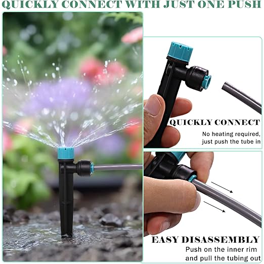 230FT Drip Irrigation System Quick-Connect Automatic Garden Watering Misting System with 1/2 inch and 1/4 inch Distribution Tubing Drip Irrigation Kit for Lawn Greenhouse Patio