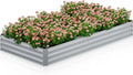 Magshion Raised Garden Bed 8 x 4 x 1 ft Galvanized Gardening Planter Box Open Bottom Design for Elevated Vegetables Flowers &amp Herbs Anti-Rust &amp Easy to Assemble Silver