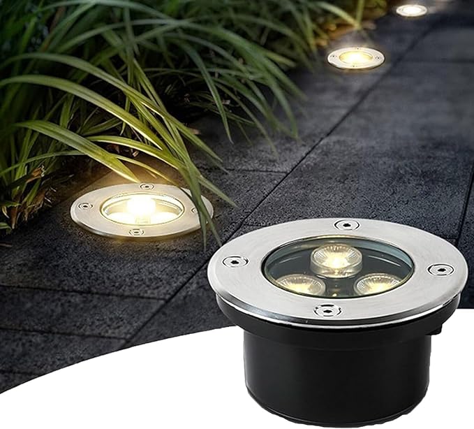 Outdoor Led Landscape Lamp - Led Buried Lights Ip67 Waterproof Recessed Led Spotlight Round Recessed Lawn Light Led Ground Floodlights for Garden Patio Driveway Step-White Light-24 W