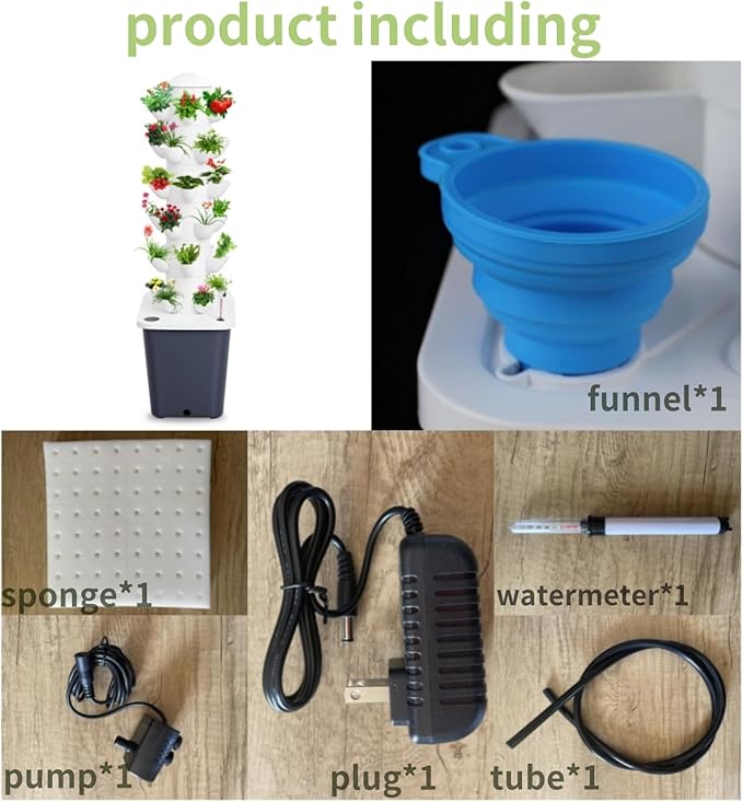 Hydroponics Growing System Kit6 Layer 30-Plants Indoor Gardening SystemAutomatic Water Circulation TowerVertical Garden Kit for Green Vegetables and Fruits (White)