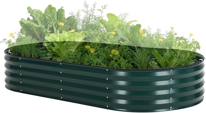 Galvanized Raised Garden Bed Kit w/Cover Ultimate Raised Beds Extra Deep Metal Planter Beds for Vegetables Outdoor Gardening with Reinforced Structure and Effortless Assembly