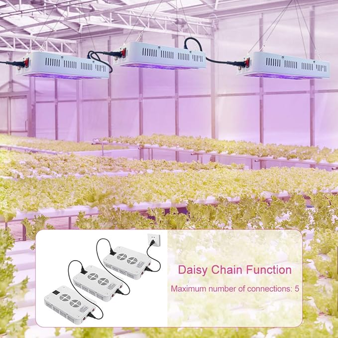NAILGIRLS LED Grow Light 600W Grow Lamp for Indoor Plants Full Spectrum Plant Growing Light Fixtures with Daisy Chain Temperature Hygrometer