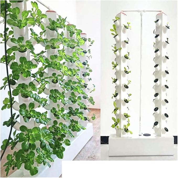 Hydroponic Tower Growing Sytem Hydroponic Tower Growing Sytem Indoor Vertical Hydroponics Tower Gardeeroponic Growing System Kit Planting Frame for Fruits Vegetables s White Easy T