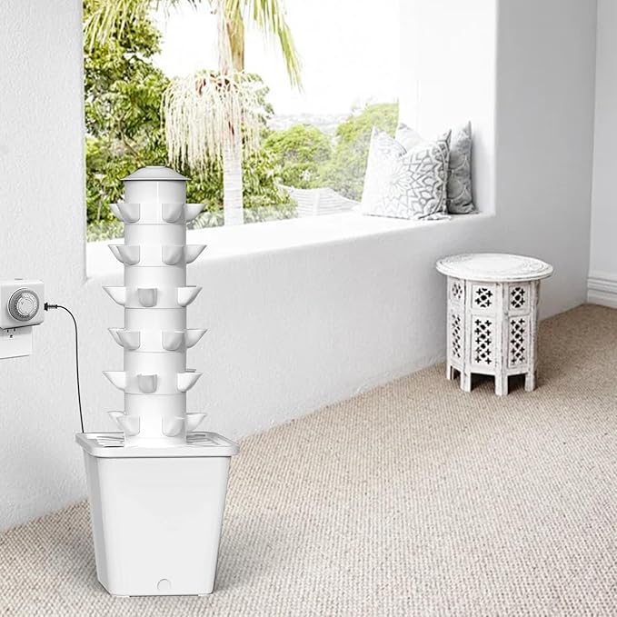 Hydroponics Growing System 30-Plant Indoor Hydroponic Tower with Pump System Plants Germination Kit Smart Aeroponic Herb Garden Vertical Hydroponic System for Gardening Lover (No Seed)