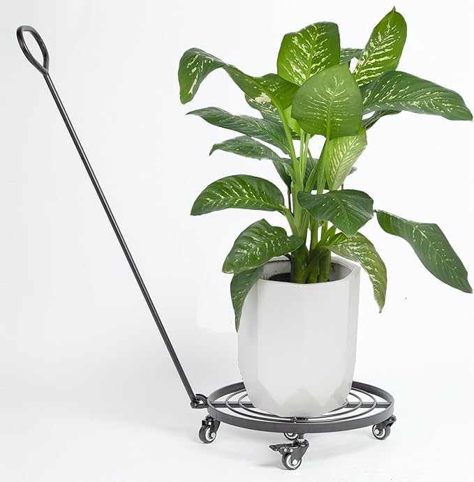 16 Heavy Duty Plant Dolly with Wheels Rolling Planter Base for Indoor/Outdoor Use | Patented Detachable Handle 360° Rotating Polyurethane Wheels Max Load 200 lbs for Large Pots &amp Planters