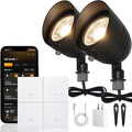 2 Smart Outdoor Spotlights Bundle 1 Smart Switch Hub with Switch Hub IP67 Waterproof Voice Control Compatible with Alexa/Google Assistant Thread Low Voltage Landscape Light for Yard