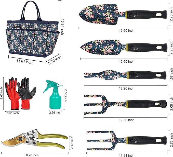 Women's Garden Tool Set - 25 Pieces Heavy Duty Garden Tools Durable Garden Tool Bag Gardening Gifts for Women