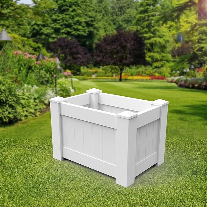 31 X 20 X 20 Raised Garden Box Above Ground Planter for Growing Vegetables Flowers Herbs DIY Gardening White Vinyl Garden Bed 2Packs