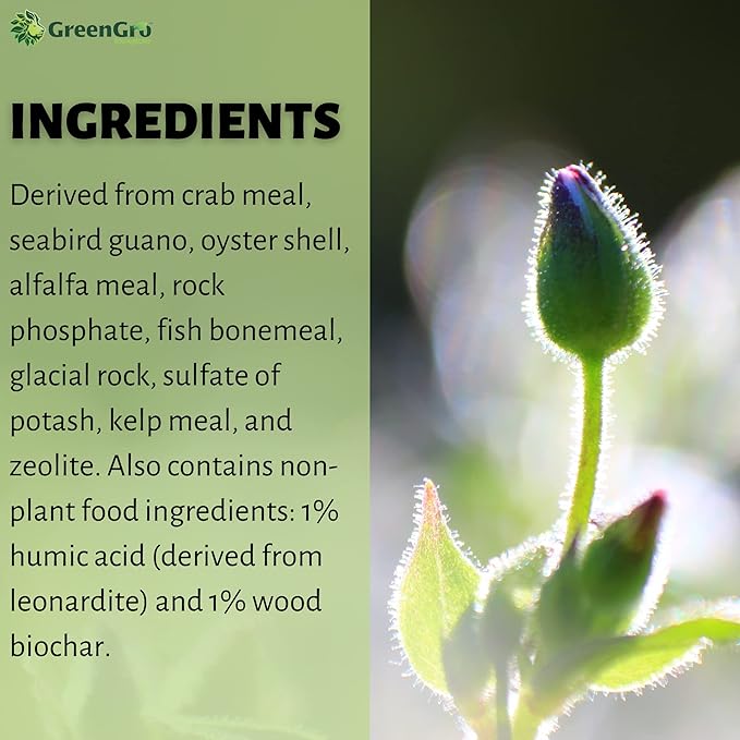 GreenGro Flower Finisher - Organic NPK Fertilizer &amp Big Bloom Booster for Plants in Flower/Ideal Nutrients to Maximize Yields/P-K Booster Phosphorus Fertilizer/Denser &amp Bigger Buds (10 lb)