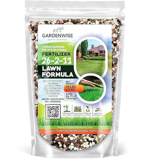 TurboGreen: Premium Lawn Fertilizer with Iron - Advanced Nitrogen &amp Iron-Rich Formula for Lush Growth | Eco-Friendly Grass Fertilizer for Spring &amp All Seasons | Slow-Release (20 QUARTS)