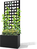 Metal Planter Box with Trellis Raised Garden Bed with Privacy Screen Outdoor Standing Flower Beds with Drainage Hole for Climbing Plants Vine 23 L x 12 W x 63 H Black