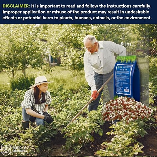 Supply Solutions 10-10-10 Complete Lawn &amp Garden Granular Fertilizer with Micronutrients – Balanced NPK Plant Food for Soil Health Blooms &amp Roots – Safe for Vegetables Fruits Lawns (5 Pound