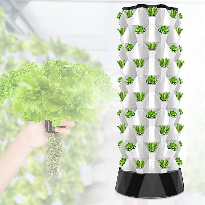 Hydroponic Garden Tower Vertical Hydroponic Growing System Vegetable Plant Tower Hydroponics Tower Set for Herbs Fruits and Vegetables48 Pots (48 Pots)
