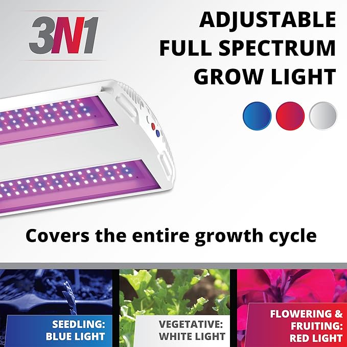 Good Earth Lighting 14-in 1-Light 78-Watt Selectable Spectrum LED Grow Light 117 PAR/PPF Auto On/Off Timer White