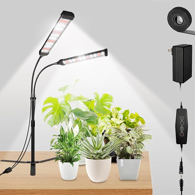 Grow Lights for Indoor Plants Full Spectrum LED Plant Light Features a Telescoping Rod and a Collapsible Standing Base Gooseneck Dimmable Auto Timer for Succulents Houseplants Seedlings