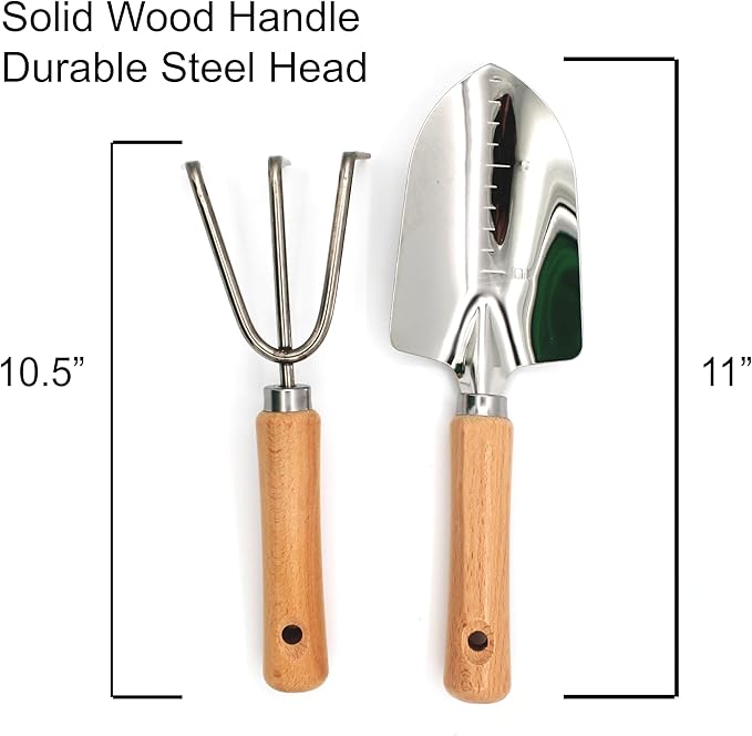 Personalized Garden Tool Set – Custom Engraved Garden Shovel &amp Trowel with Wooden Handle – Gardening Gifts Mom Dad – Mother’s Day Father’s Day Birthday Gift