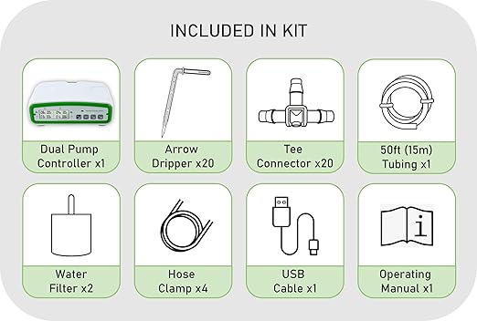 Automatic Watering Drip Irrigation Kit for 20 Plants with Dual Digital Programmable Water Timer Indoor Automatic Watering System for Houseplants
