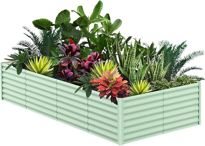Raised Garden Bed Rectangular Planter Raised Beds for Plants Vegetables and Flowers Rectangle Galvanized Metal Raised Garden Beds 2x2x1 FT Green