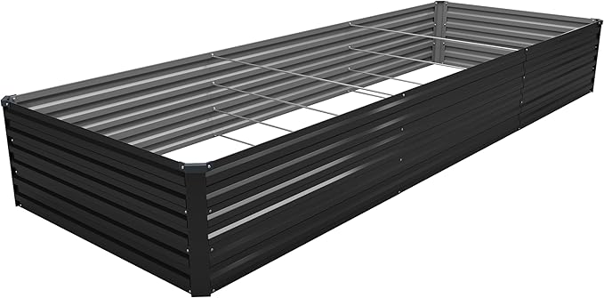 MGNO 12x4x1.5FT Galvanized Raised Garden Bed-Outdoor Planter Box for Vegetables-Metal Garden BedRRectangle Planting Box for HerbFlowerBlack