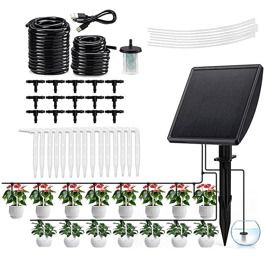 49FT Solar Drip Irrigation System KitAutomatic Garden Watering SystemDiy Plant Watering System25 Timing Mode Supported 15 Pots with Anti-Siphon Set for Pots PlantsBalcony &amp Patio Irrigation Sy