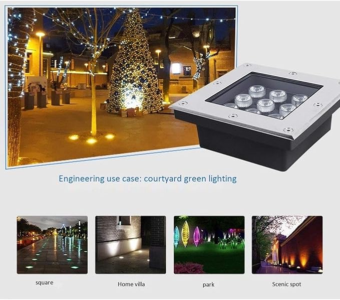 Underground Light LED - Square Outdoor Floor Recessed Spotlight IP67 Waterproof Landscape Lights Outdoor Buried Lights AC85-265V Floor Lamp Spotlight Led Beam Light(Red24W)