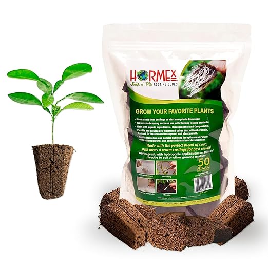 Hormex Rooting Powder #1 &amp Rooting Cubes Combo - Rooting Hormone for Softwood Cuttings &amp Organic Peat Moss Coco Plugs - Fast Healthy Root Growth for Propagation Hydroponics &amp Seed Start