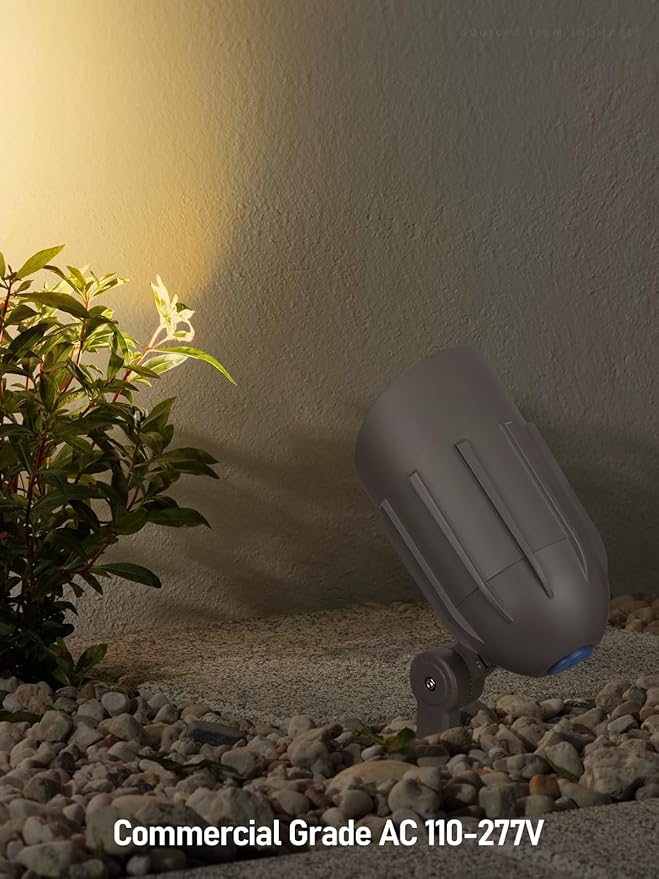 LEONLITE 3CCT Bullet Flood Light with Knuckle Mount 30W/20W/12W Selectable 110-277V Commercial LED Landscape Spotlights IP65 Waterproof Aluminum 3000K/4000K/5000K for Flag Poles Yard Tree