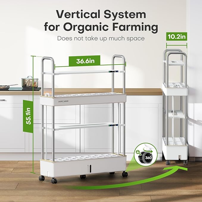 Ahopegarden Indoor Garden Hydroponics Growing System Kit: 60 Pods Indoor Herb Garden with LED Grow Light - Plant Germination Kit 32L Large Capacity Hydroponic Tower for Vegetables Fruits Flowers