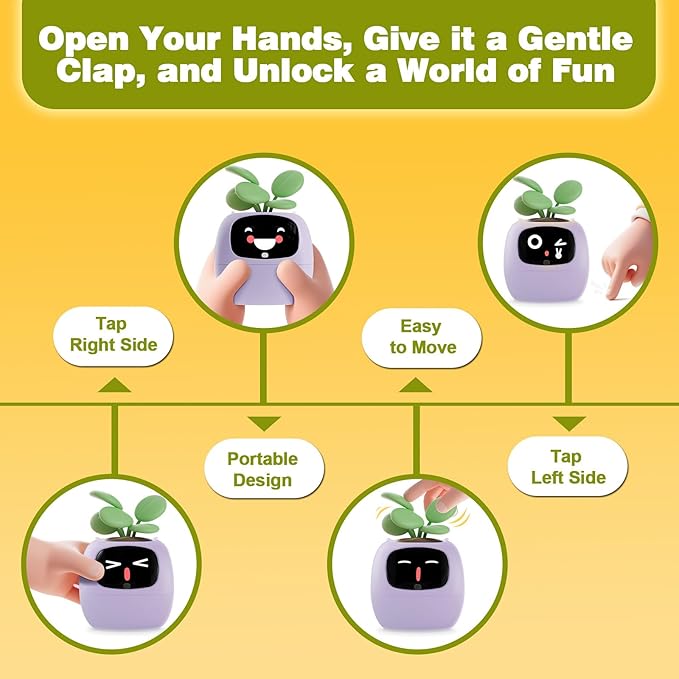 Smart Planter with App Control Self-Watering AI Plant Pot with LCD Display Interactive Desk Plant Companion for 100+ Plants Smart Indoor Planter with Pomodoro Timer80ml ReservoirCalendar-Purple