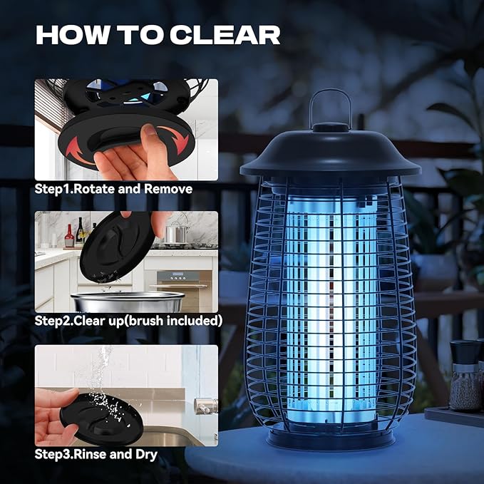 Bug Zapper Indoor &amp Outdoor 4200V Electric Mosquito Zapper 10 Years Lifespan 6.5ft Power Cord Waterproof Fly Trap Mosquito Trap Fly Killer Fly Zapper for Home Patio Kitchen Backyard Camp