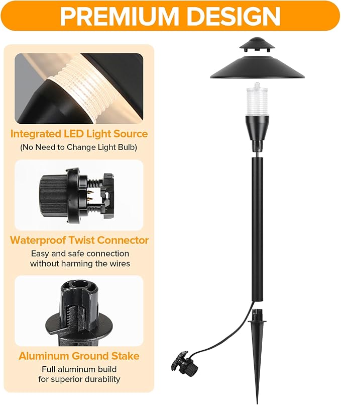 LUTEC 12V Low Voltage Landscape Lighting Die-cast Aluminum Spot Lights with Connectors Low Voltage Pathway Lights with Spotlights Waterproof for Tree Garden Yard Pathway 12 Pack