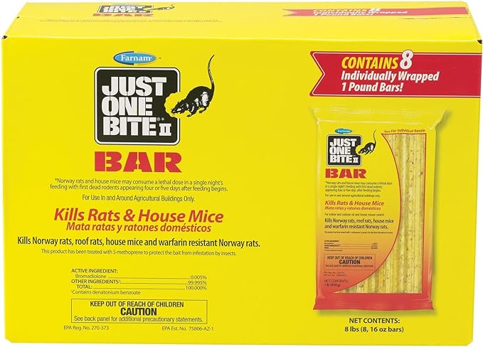 Farnam Just One Bite II Rat &amp Mouse Bar 8pk 8lb